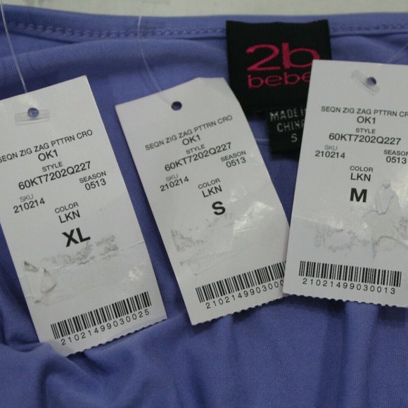 2b bebe Womens Seq N Zip Zag Purple Pattern Blouse - Picture 3 of 3